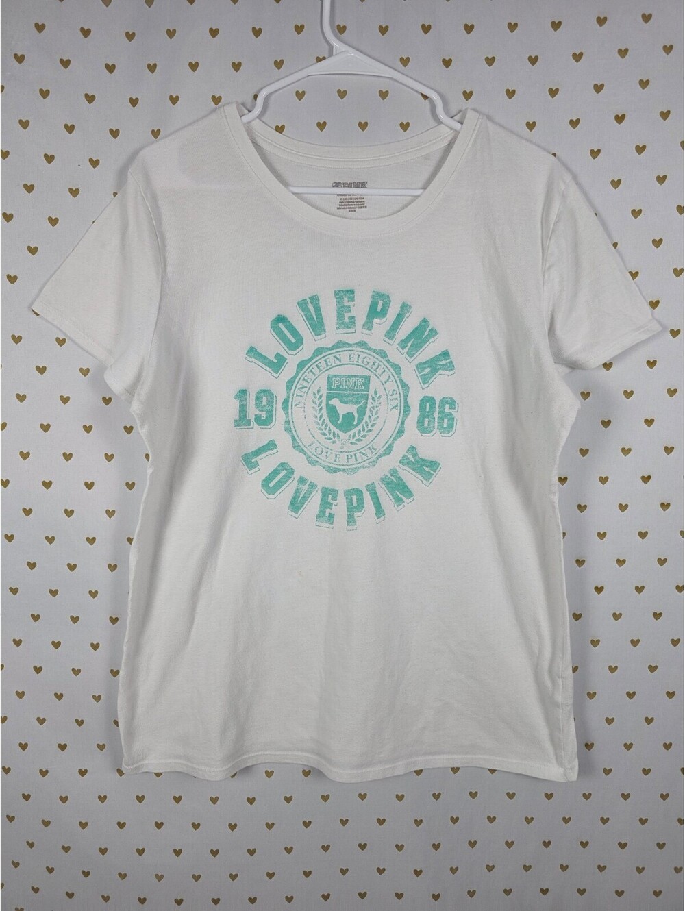 Victorias Secret PINK Love Teal Logo Tee shirt XL